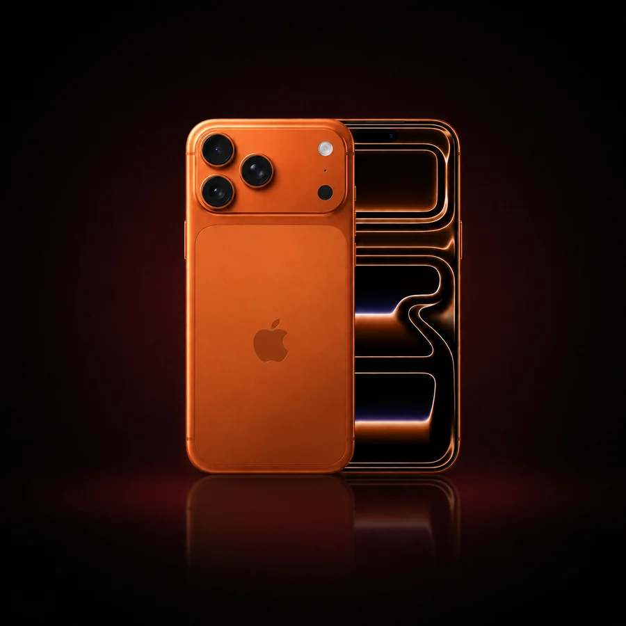 iPhone 17 Pro Max na cor Laranja Cósmico